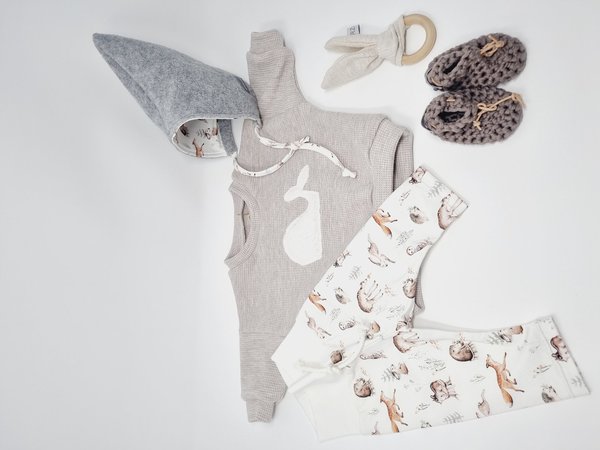 Oversize Waffelstrick Sweater für Baby in Beigemelange mit Wal Applikation in Gr. 50-92