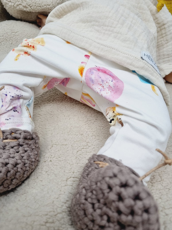 Baby Leggings aus Baumwolljersey von Größe 50/56 bis 86/92 cm mit Eis Print